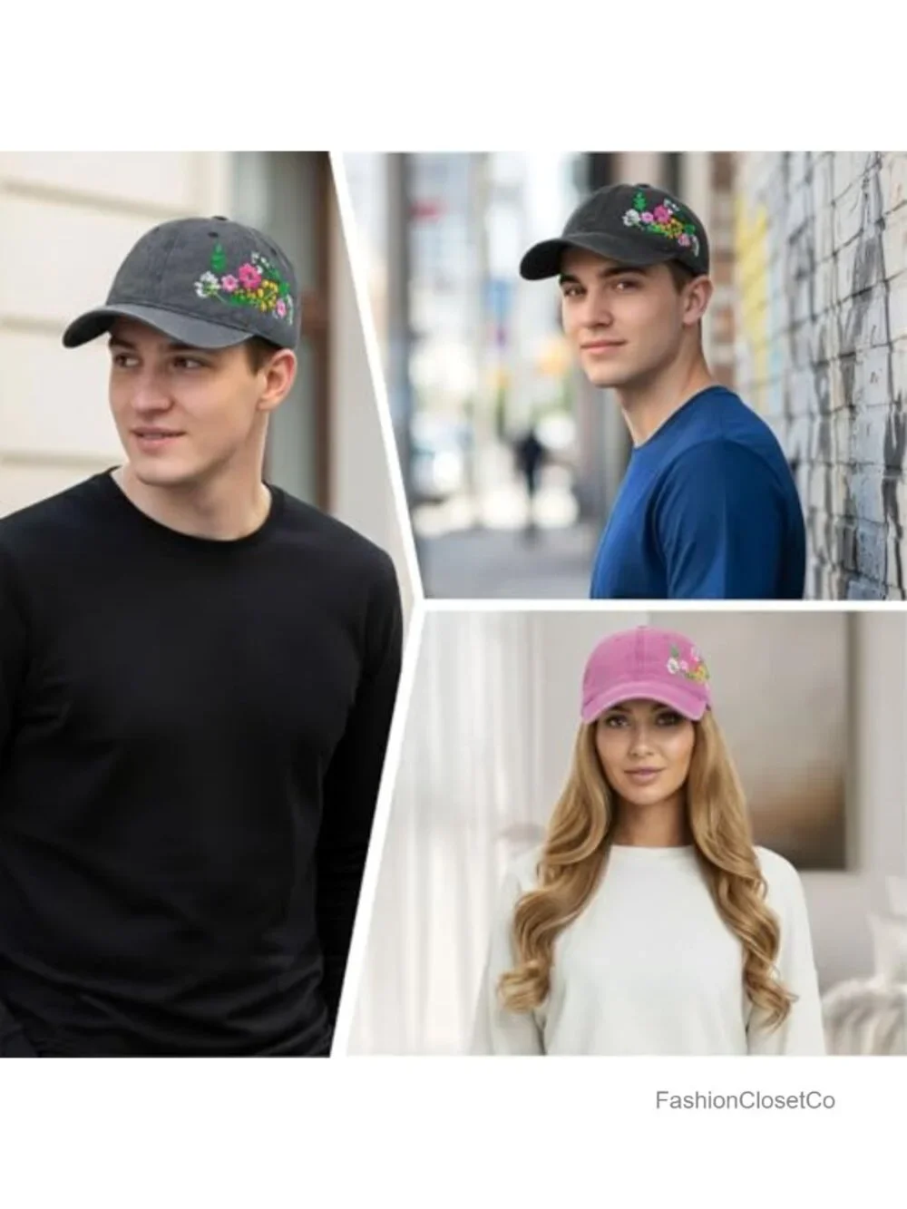 Embroidered Floral Baseball Cap - Soft Cotton Adjustable